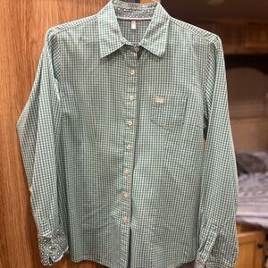 Cinch Green Button Down Shirt Classic Checkered Top